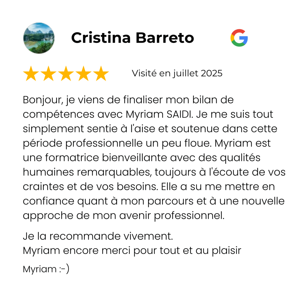 Avis - Bilan de compétences - Cristina - C&M