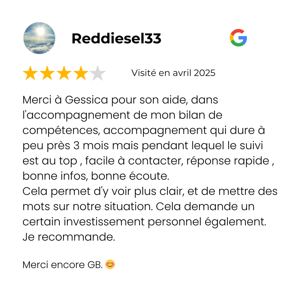 Avis - Bilan de compétences - Reddiesel33 - C&M